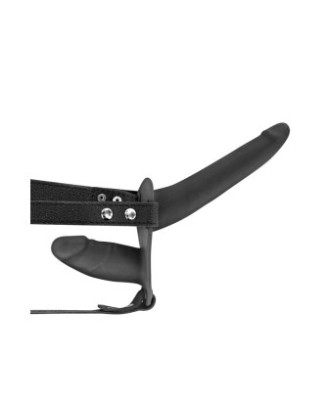 Double gode ceinture vibrant noir USB 